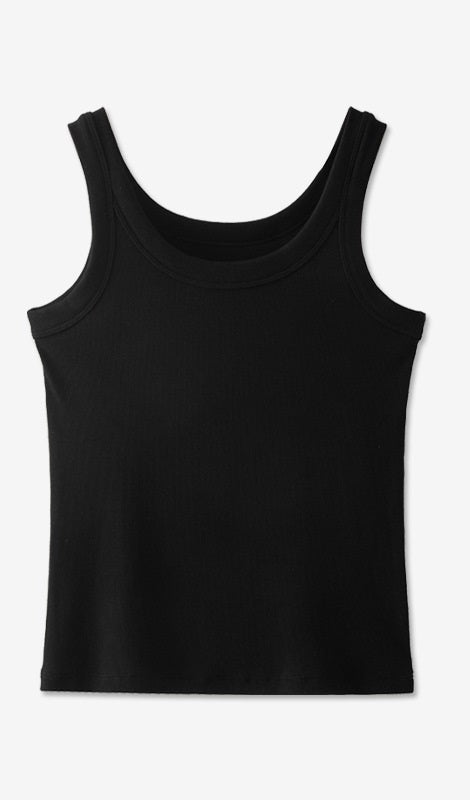 90's Ribbed Tank Black