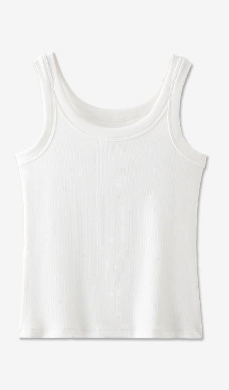 90's Ribbed Tank White